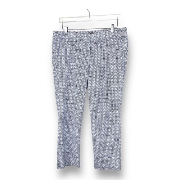 Donna Ricco Womens Pants Casual Monogram Print Blue White Size 12 - Picture 1 of 10